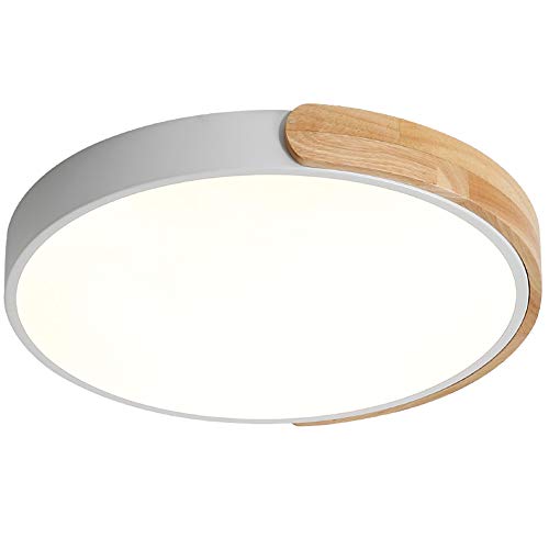 Preisvergleich Produktbild Deckenleuchte LED Dimmbar mit Fernbedienung Moderne Deckenbeleuchtung Holz Acryl Runde Design Deckenlampe für Flur Bad Schlafzimmer Wohnzimmer 20W 1400lm Ø40CM