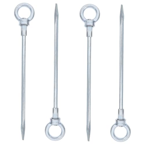 BCOATH 4 Pcs Outdoor Camping Site Nails Camping Tarp Pegs Tent Fixing Pegs Outdoor Tent Ground Nail Ground Nail for Tent Lightweight Aluminum Tent Stakes Silver Carbon Steel Galvanized