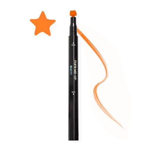 FMU Beauty UFO Body Art Stamp + Pen Liner for Bright Colorful Festival Makeup (Supernova - Orange Star)