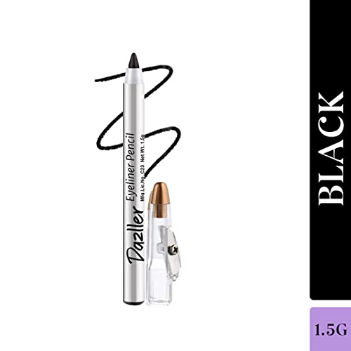 Dazller Eyeliner Pencil, 1.5g, Jet Black Matte, Smudge-proof, Water-resistant, Lightweight, Long stay, Smooth gliding, Built-in sharpener, (Black 1) - Image 2