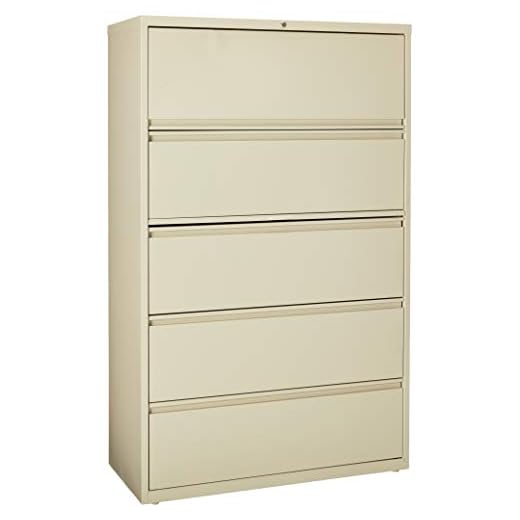 Lorell 5-Drawer Lateral File, 42 by 18-5/8 by 67-11/16-Inch, Putty