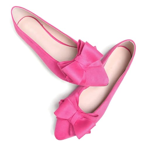 Image of TN TANGNEST Women's Flats Comfortable Dressy Slip On | Pointed Toe Bow Ballet Shoes, Business Casual Office Flats, Suede Flat Shoes