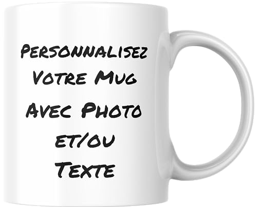 fapadjo Mug Personnalisable Photo Texte, Tasse A Cafe Personnalisée Prénom, Cadeau D'anniversaire, Souvenir, Naissance, Collègue (intérieur noir)