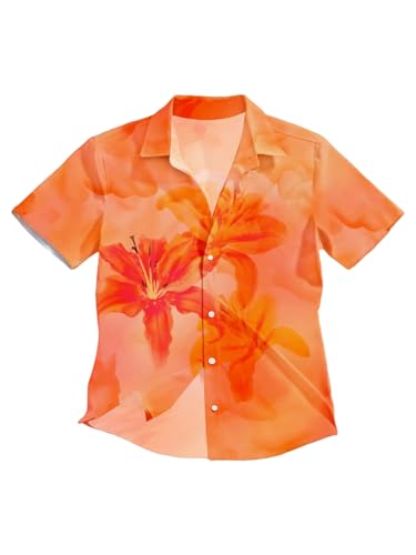 Men's Floral Button Down Shirts Short Sleeve Collar Summer Beach Vacation Cruise Shirt