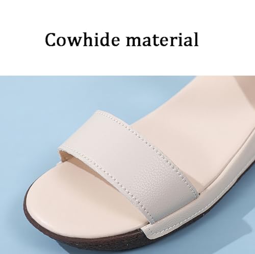 Women's Leather Wedge Sandals with Hook-Ring, Ankle Strap Walking Sandal, Summer Casual Sandals2