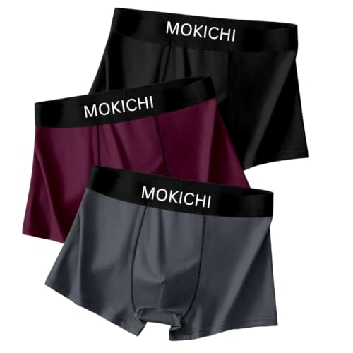 Image of Men's Ice Silk Boxer Briefs Pack of 3 | Ultra Soft Breathable Stretch Trunks | Moisture Wicking Quick Dry Innerwear | Comfortable Mid Rise Underwear