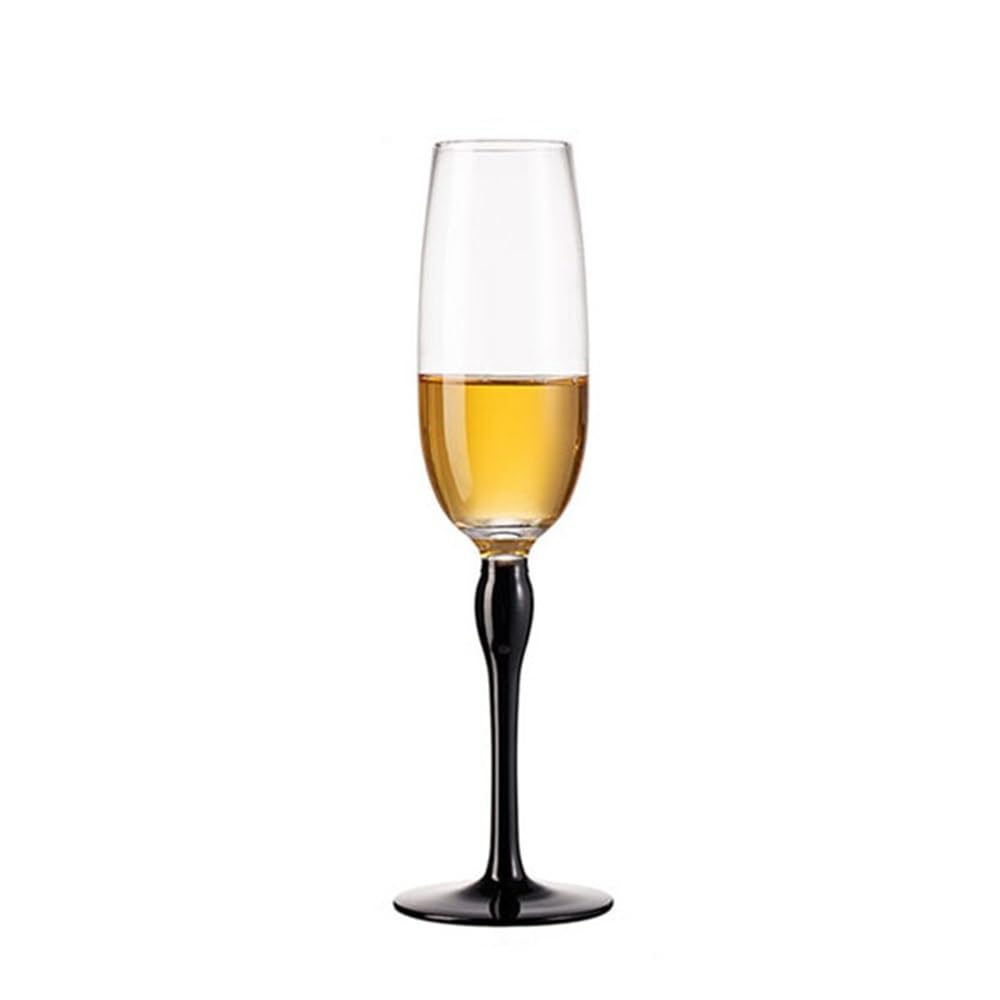 1 flûte à champagne à pied haut multicolore, capacité de 240 ml, peut être utilisée pour les réunions de famille (noir)