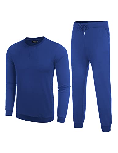 Coofandy Men's Sweatsuit Set Long Sleeve Pullover Athletic Tracksuit 2 Piece Set (Blue,M) #TOP3