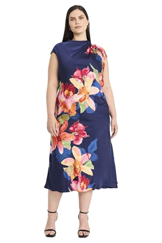 Image of Maggy London Women's Women's Mock Neck Midi Length A-line - Cap Sleeve Formal - Special Occasion Dress