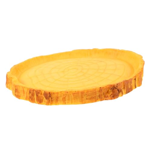 DRESSOOS ペット用給餌ボウル クレステッドゲッコーの食べ物 爬虫類水皿 爬虫類の餌と水入れ 亀の水入れ ヒョウモントカゲモドキのアクセサリー カメ 爬虫類用ハットランプ Yellow 樹脂