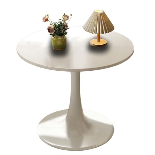 Mesa de comedor redonda de 90 cm, base de pedestal resistente para 2 y 4 personas, ideal para comedor, sala de estar, cafetería, elegante acabado blanco