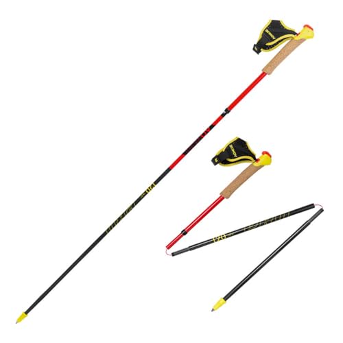 Bastones de trekking plegables, AONIJIE, fibra Canbo Bastones de senderismo ligeros, para correr con mango absorbente, enviar un par (125 cm)
