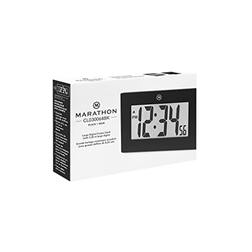 Marathon Large Digital Wall Clock With 8” Display, Black - Easy To Read #TOP4