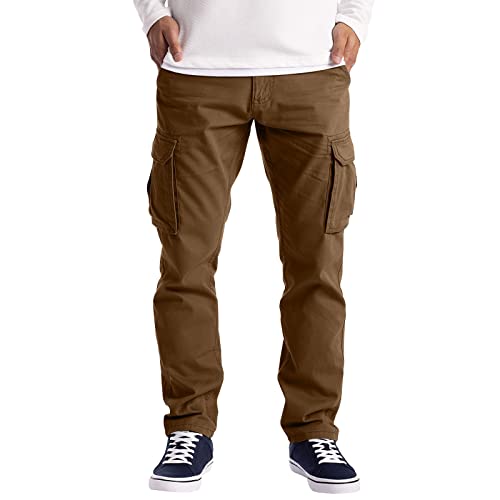 Pantalon décontracté homme coupe droite à poches multiples pratiques