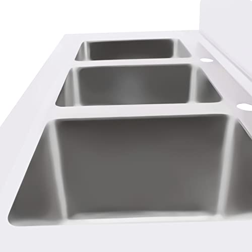3 Compartment Free Standing Utility Sink 201 Stainless Steel Commercial Utility Sink Laundry Tub Culinary Sink With 3 Drainer For For Outdoor Indoor, Garage, Restaurant, Kitchen, Laundry #TOP3