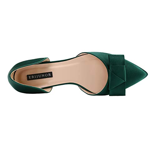 ERIJUNOR Comfortable Low Heel Wedding Shoes with Bow Knot D’orsay Pointy Toe Flats4
