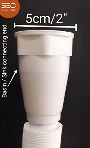 Image of SBD Flexible PVC Waste Pipe | PVC Waste Pipe for Bathroom Wash Basin and Kitchen Sink | Drain Pipe | Drain Hose for Wash Basin | Outlet Tube for Kitchen Sink, White (3)