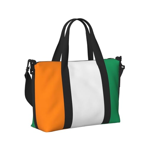Flag of Cote d'Ivoire print Gym Bag for Women,Carry on Weekender Overnight Duffle Bag,Personal Item Tote Bag3