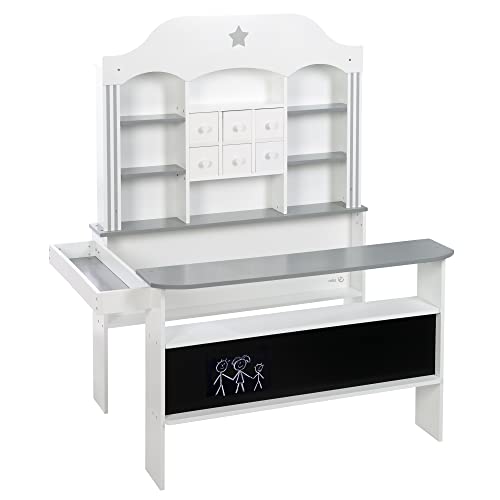 Roba Negozio Giocattolo In Stile Elegante, Cassetti, Pannelli Laterali E Frontali Con Accessori, Bianco Grigio - 5