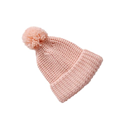Beaupretty Baby Knitted Hat for Boys and Girls Thick Warm Woolen Beanie for Infants Cute Candy Color Winter Knit Cap Pink