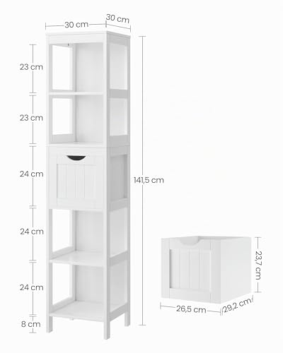 Miniatura 3 de Vasagle Mueble De Baño, Armario Independiente, Cómoda De 2 Cajones, 3 Compartimentos Abiertos, Para Baño, Sala De Estar, Cocina, Blanco Bbc66wt