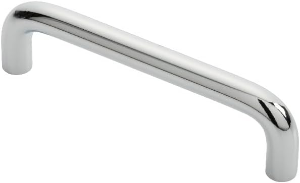 D Handle Solid Metal Cabinet Pull with Classic Curved Profile for Drawers cupboards Furniture and Versatile interiors (Polished Chrome, 96mm Centres, 106mm Overall, 30mm Projection)