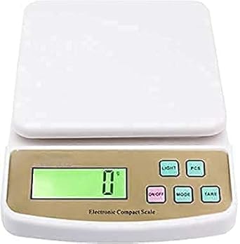 Digital Electronic Weight Machine for Home Kitchen, Shop,Weighing Scale Kitchen | Weigh Food, Fruits, Vegetables, Upto 10 KG | Small, Portable| Adaptor(not included) White