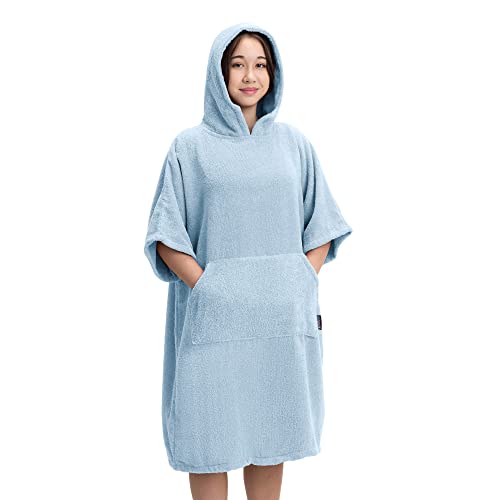 HOMELEVEL Kinder Badeponcho aus 100% Baumwolle - Poncho Handtuch für Strand Schwimmbad - Surfponcho mit Kapuze - Bademantel für Jungen und Mädchen