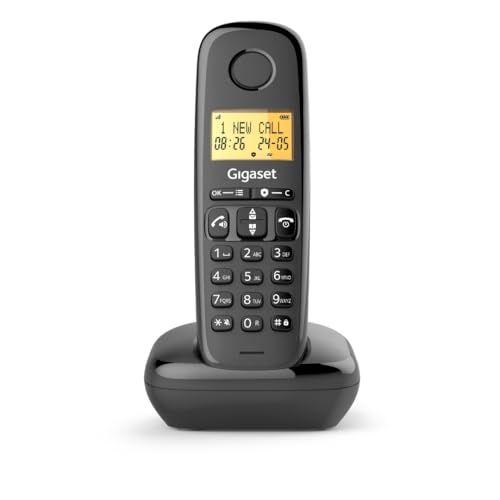 Gigaset Start 120 - Téléphone DECT, Blocage d’appels, Écran rétroéclairé de 1,5", appels Mains Libres, Liste de Contacts VIP, Jusqu'à 11 Heures d'autonomie, Anthracite [Version Française]