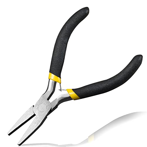 Image of 4.5-Inch Flat Nose Jewelry Making Pliers - Duck Bill, Smooth Jaw, Wire Bending, Wire Straightener, Ring Opening, Precision Plier