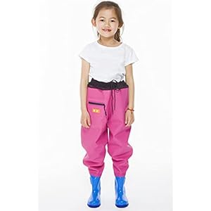 Kinderen Vissen Taille Steltlopers Heuplaarzen Zachte PVC Bootfoot met Ademend Elastisch Mesh Taille Ontwerp en Blauwe Laarzen voor Kinderen Jongens Meisjes (Maat 24-36)