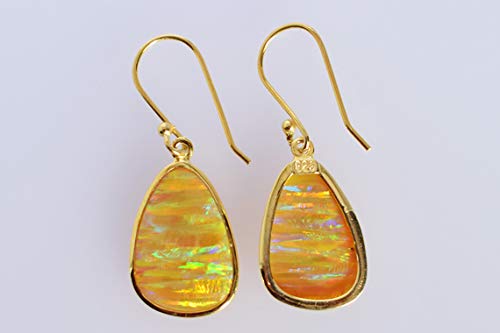 Boucles d'oreilles opale de feu argent hypoallergénique