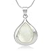 925 Sterling Silver White Mother of Pearl Shell Inlay Teardrop Pendant Necklace, 18" Chain