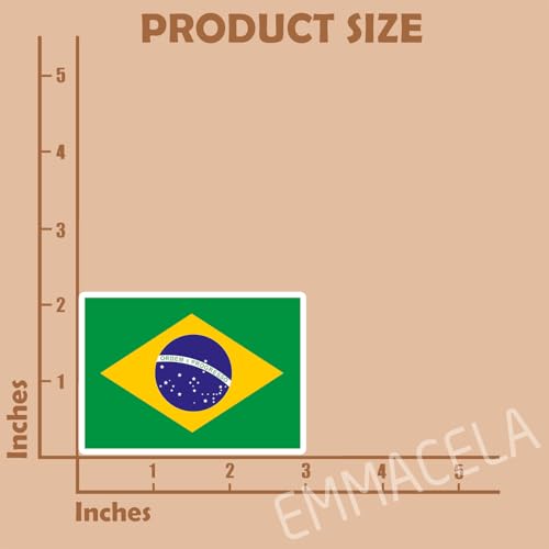 Image of (3PCS) Brazil Flag stickers, Countries Flag Stickers - Waterproof Vinyl Decals For Laptops, Tumblers, Water Bottles, Books, Scrapbooks, Size 3 x 2.2 Inch