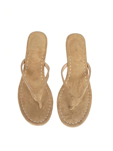 MakeMeChic Women's Suede Kitten Heels Sandals Open Toe Slip On Flip Flop Heeled Sandals2