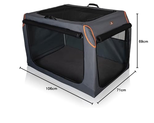 Knuffelwuff Faltbare Hundebox Transportbox mit Aluminiumgestell XXL 106x71x69cm