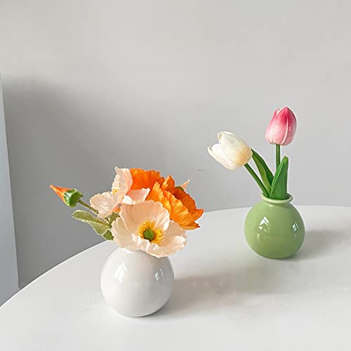 Petit vase en céramique bleue pour fleur séchée et déco hydroponique table