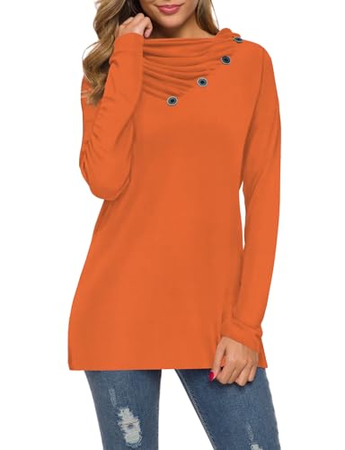 Image of WEACZZY Women's Long Sleeve Shirts Button Cowl Neck Casual Loose Tunic Tops Blouse Dressy Fashion 2026