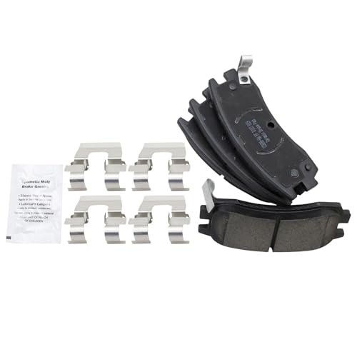 Image of TRQ Rear Wheel Hub Ceramic Brake Pad Performance Rotor Kit Compatible with Buick Chevy