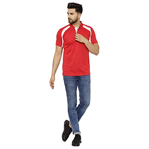 Image of EPPE Men's Polo Neck Solid Slim Fit Activewear Half Sleeve Dryfit Micro Polyester Sportswear | Casual wear T-Shirt