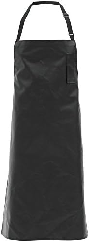 Locknane - Delantal con peto de piel sintética, color negro, 37 pulgadas de largo x 26 pulgadas de ancho, Negro -