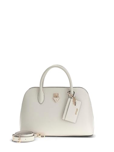 GUESS Womens PATSIE 2 COMP SATCHEL HANDBAG OFF WHITE