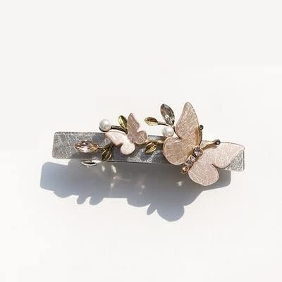 フラワーヘアピンラインストーンクリップ韓国水平クリップトップクリップバックヘッドクリップマザーヘアアクセサリー女性 (Color :