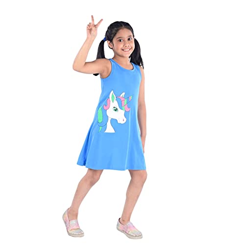 Image of YouGotPlanB 100% Cotton Printed Above Knee Length Dress for Girls