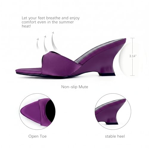 Image of QIV Leopard Kitten Heels Pointed Toe Mule Heels for Women Open Toe Kitten Heel for Party Dressy Wedding