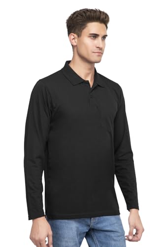 Image of Polo Full Sleeve t Shirt for Men Cotton with Pocket and Collar - Regular Fit Tshirt
