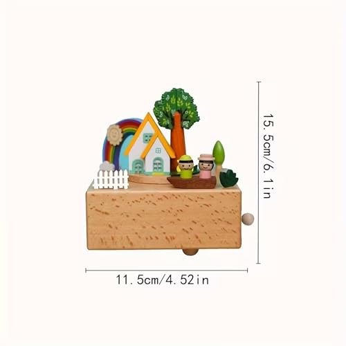 Image of AUGEN Exclusive Music Box Musical Boxes Carousel Children's Boutique Wooden Men and Women Birthday Creative Christmas Valentine's Day Gift Home Decoration (1086F6)