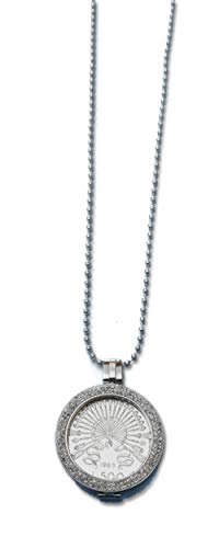 Colgante de plata de ley Manzoni moneda 500 liras original con collar de plata de 90 cm largo