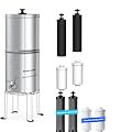 Waterdrop Upgrade Gravity-fed Water Filter System, with Silver Ions Enhanced Filtration, Reduces Fluoride and up to 99% of Chlorine, with 8 Filters and Metal Spigot, 2.25G