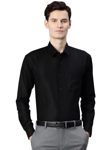 Image of Majestic Man Men's Solid Cotton Blend Textured Wrinkle-Resistant Slim Fit Easy Iron Formal Shirt